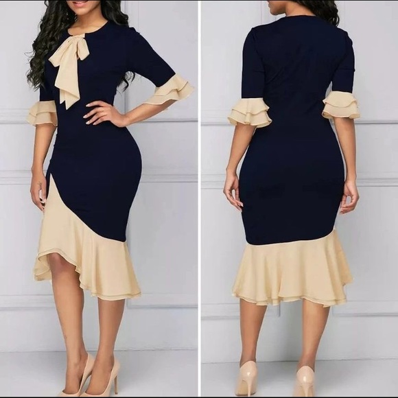 LAST 1 💗Women midi Ruffle Hem Dress - Picture 3 of 8